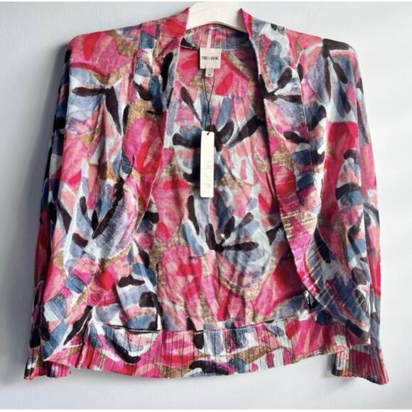 Nic+Zoe Firework Foliage Bolero Cardigan M Floral Lightweight NWT - Picture 4 of 5